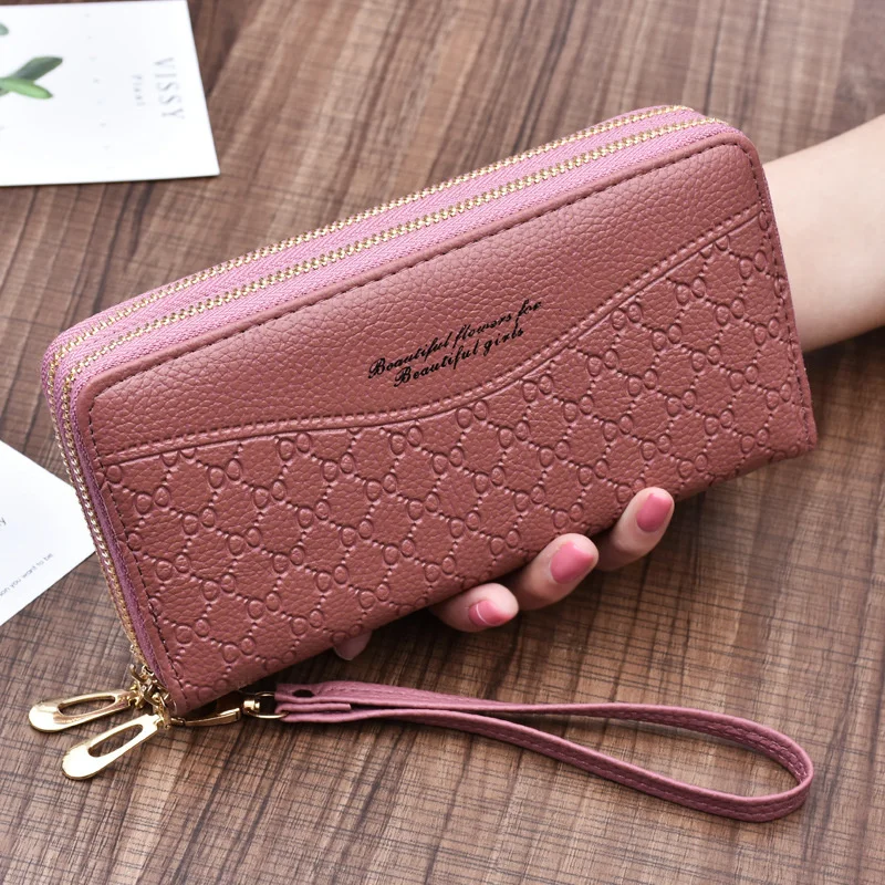 

New women's purse long large capacity double zipper hand holding purse women's double hand holding foreskin clip