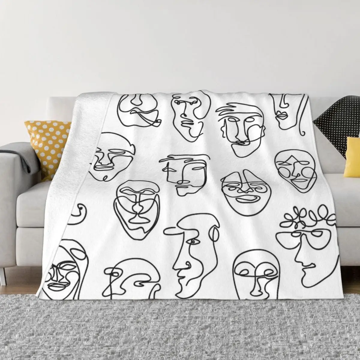 Однолинейный дизайн лица узорные плюшевые одеяла зимние домашнее и декоративное