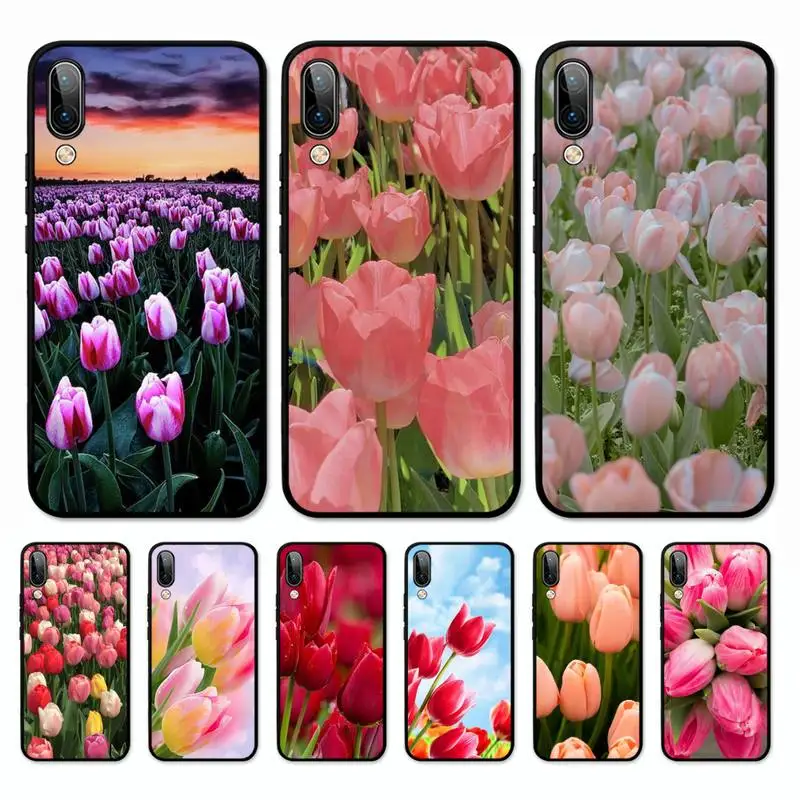 

Tulip flower Phone Case for Vivo Y91C Y11 17 19 17 67 81 Oppo A9 2020 Realme c3