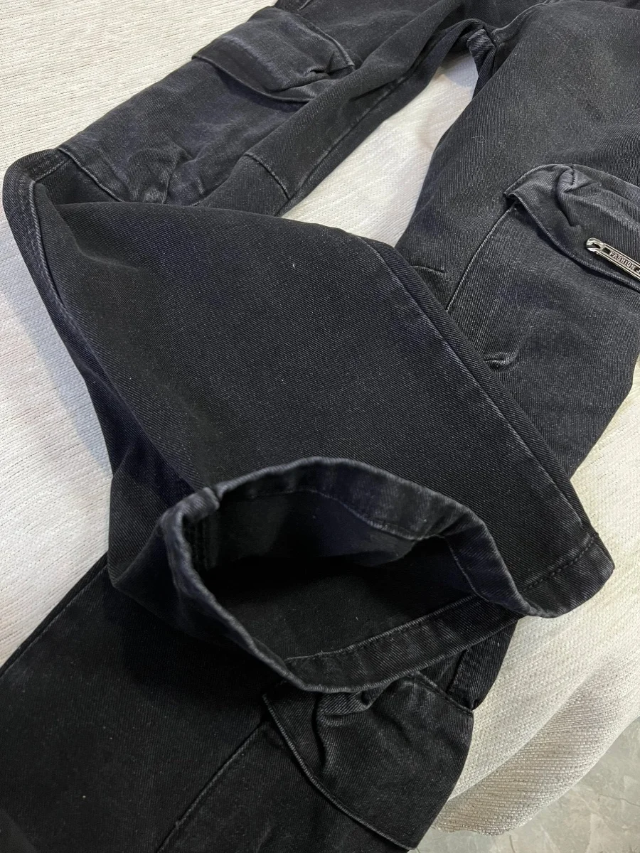 Темперамент больших размеров Джу! Черные прямые джинсы женские весенне-осенние с