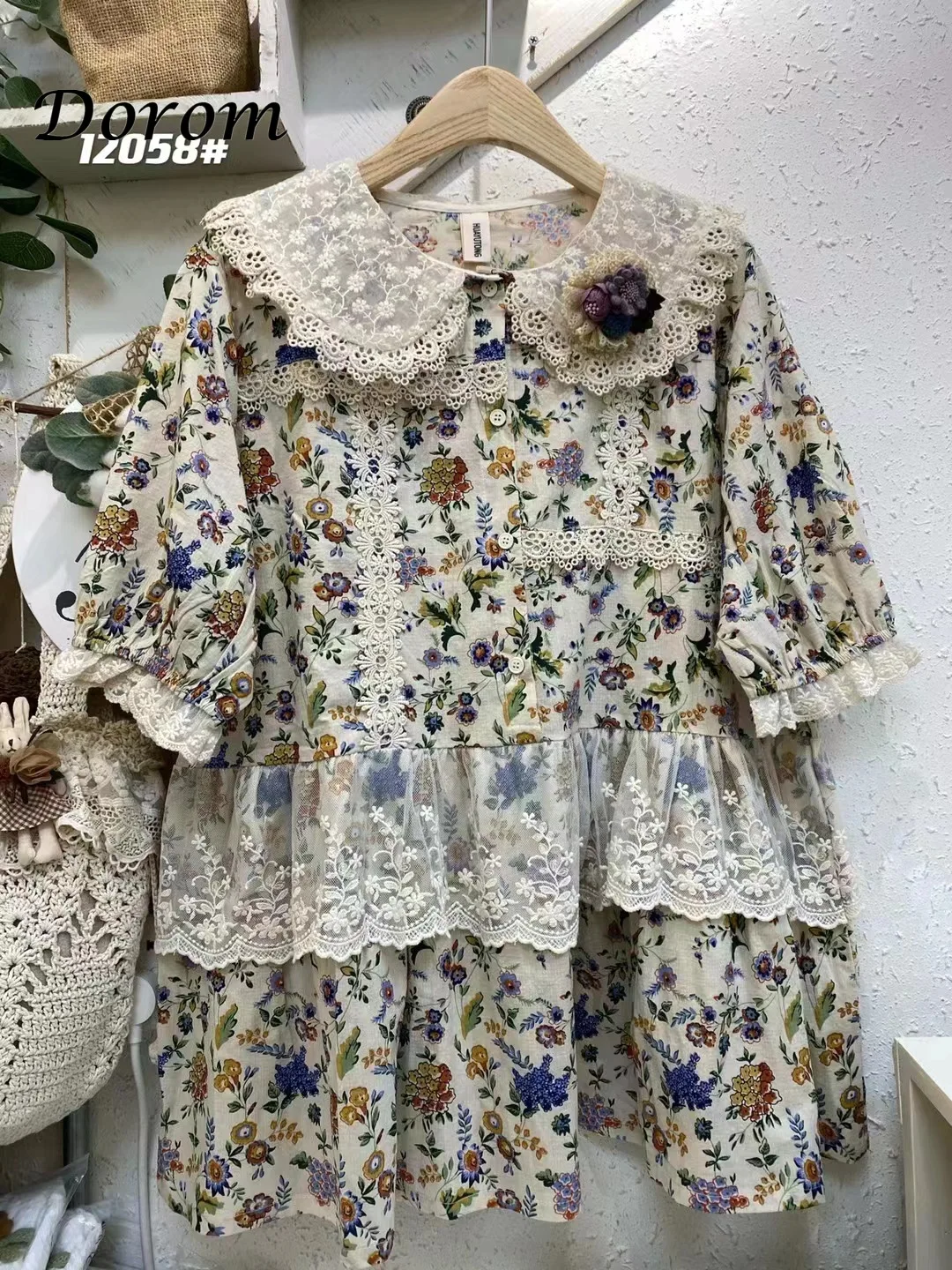 Винтажные рубашки с цветами Мори Кэй для женщин кружевная Лоскутная Блузка в