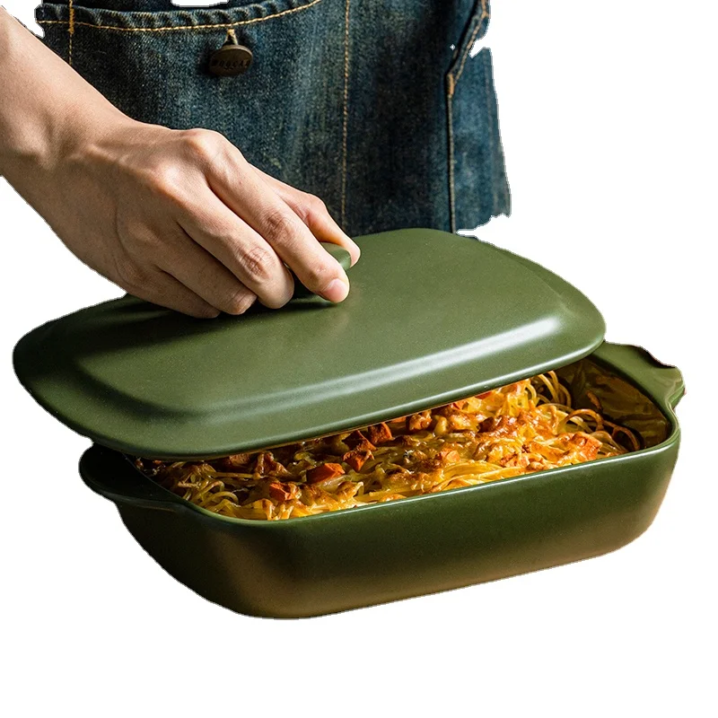 Керамическая посуда для выпечки с крышкой коммерческая чаша обжарки риса