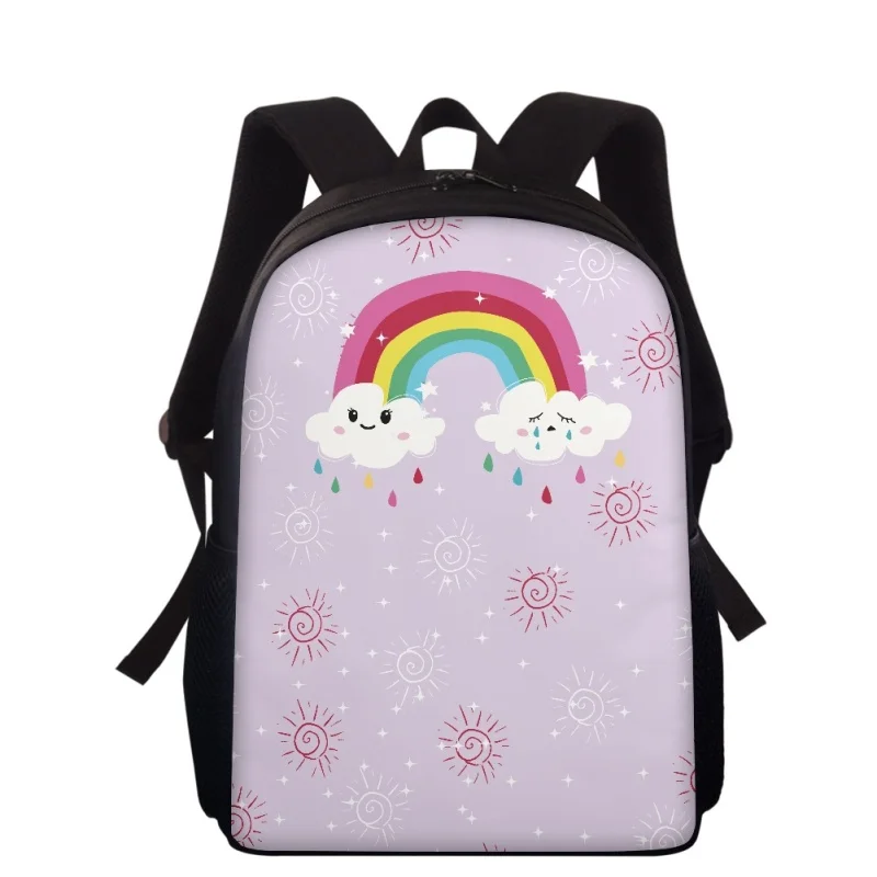 

HYCOOL 15inch School Bags For Boys Girls Maple Leaf Rainbow Printed Backpack Teenager Orthopedics Book Bag Casual Mochila