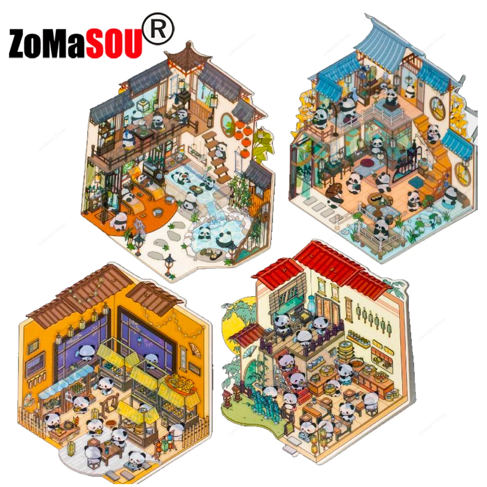 Милый пеандан деревня 3D наклейки для ландшафтного дизайна китайская миниатюрная