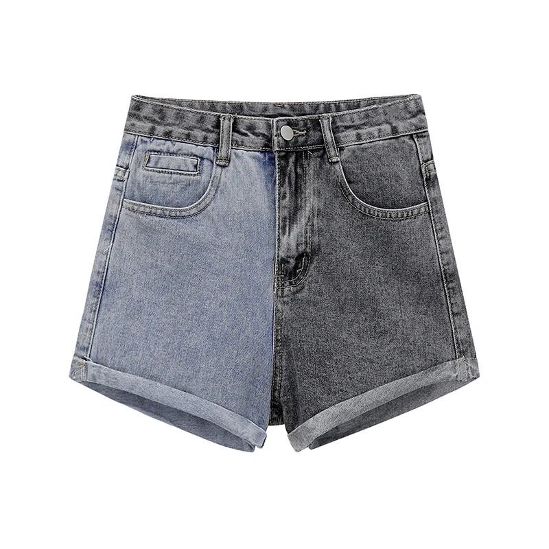 

SuperAen Лоскутные контрастные повседневные джинсовые шорты женские 2022 летние новые свободные широкие брюки