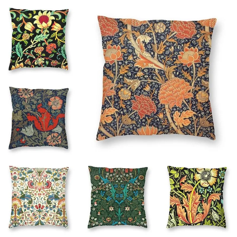 

William Morris Orange Cray Floral Art Pillow Case 45x45cm Decorative Textile Modern Cushion Cover Pillowcase For Sofa