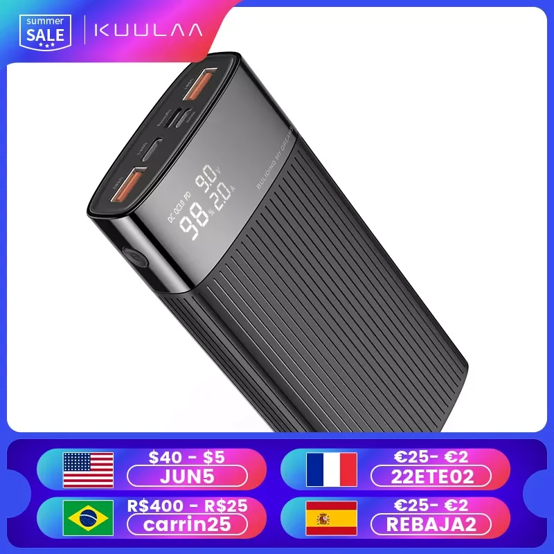 

NEW KUULAA 20000mAh PowerBank QC PD 3.0 PoverBank Fast Charging Power Bank 20000 mAh USB External Battery Charger For Xiaomi Mi