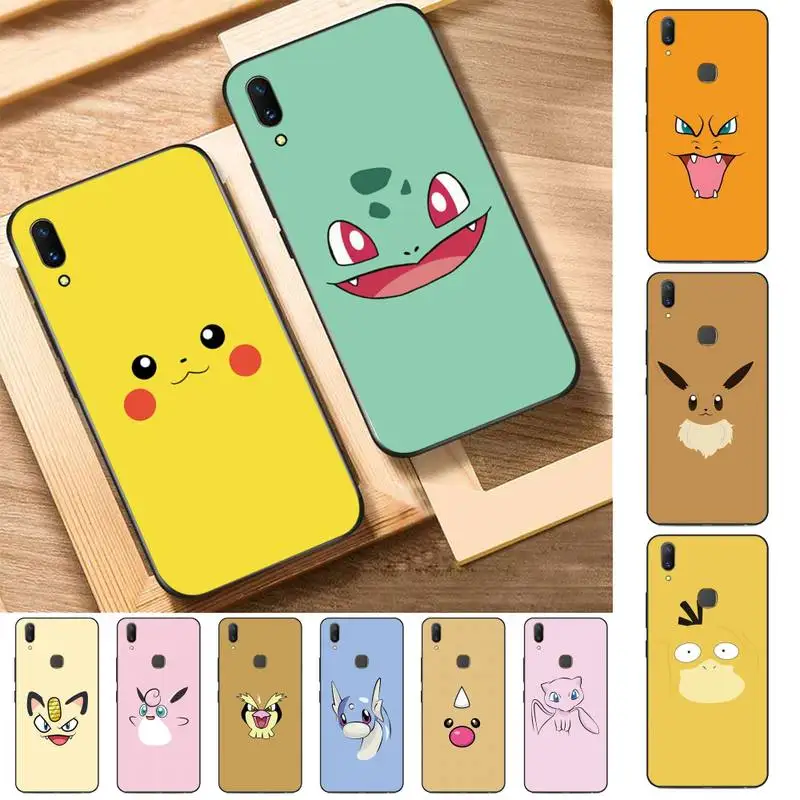 

BANDAI Pokemon Cute Face Phone Case for Vivo Y91C Y11 17 19 17 67 81 Oppo A9 2020 Realme c3