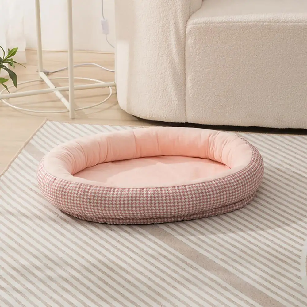 

Extra Thick Pet Bed Fluffy Round Donut Dog Bed with Raised Edge Anti-slip Bottom for Medium Dogs Pet Bed for Anxiety Relief Cozy
