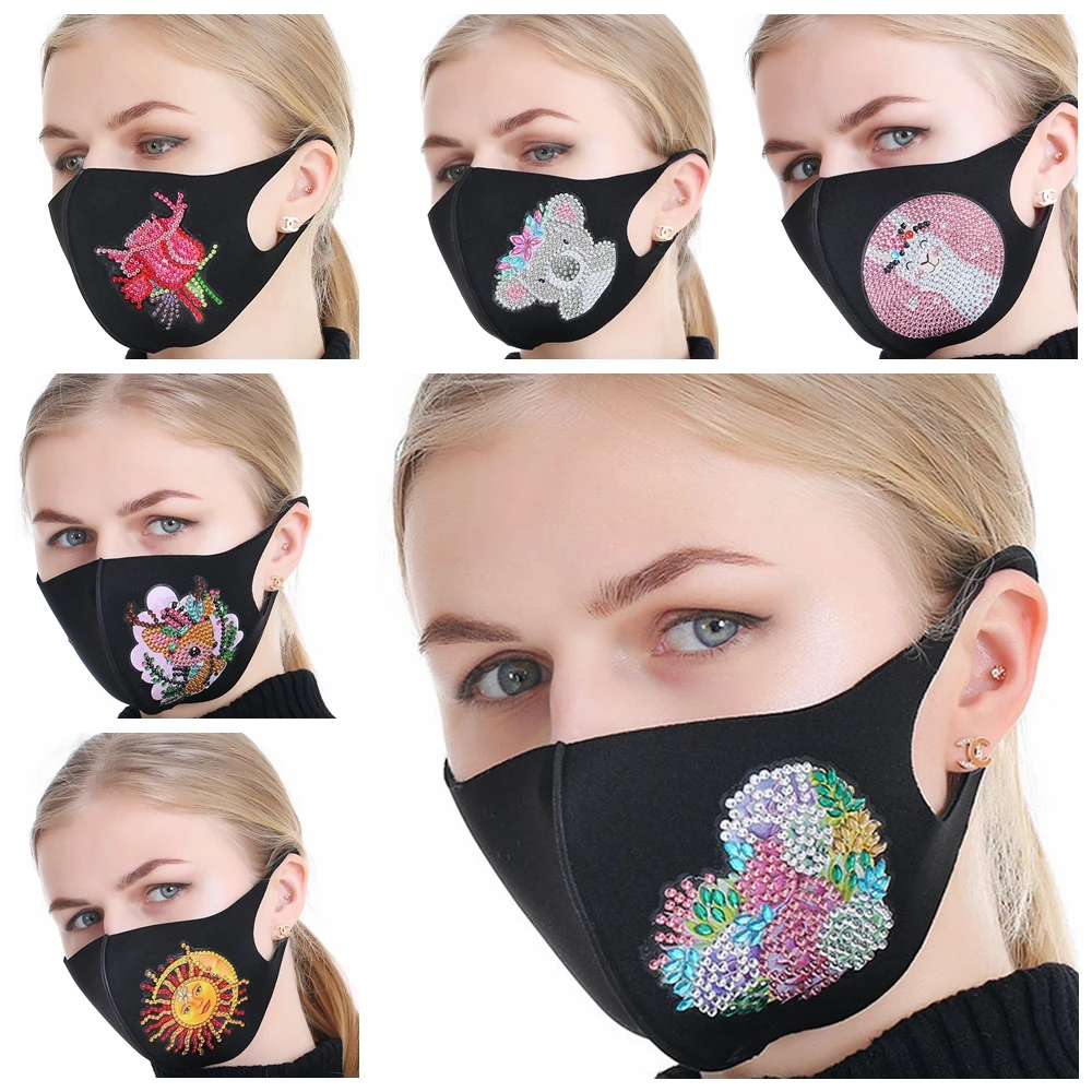 

Алмазная Маска Стразы для творчества 5D, милая маска для защиты лица, многоразовая Пылезащитная декоративная маска для лица, рождественский ...