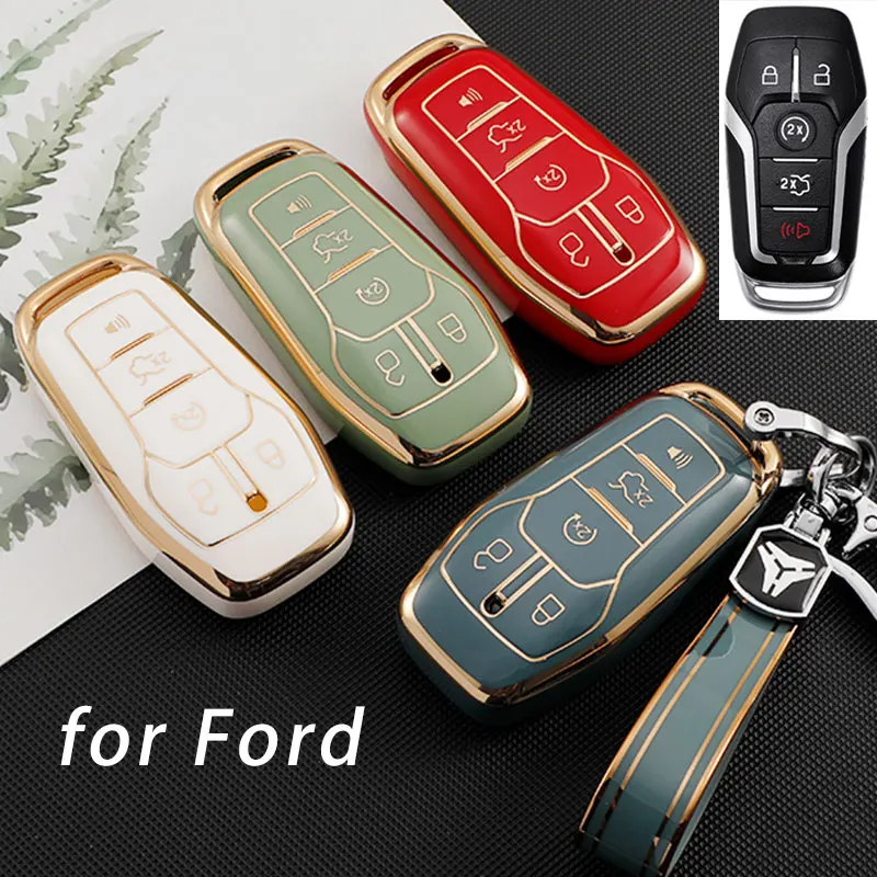 TPU Car Key Case Cover for Ford Fusion Mondeo Mustang F-150 Explorer Edge Protector Shell Bag Fob Keychain Accessories