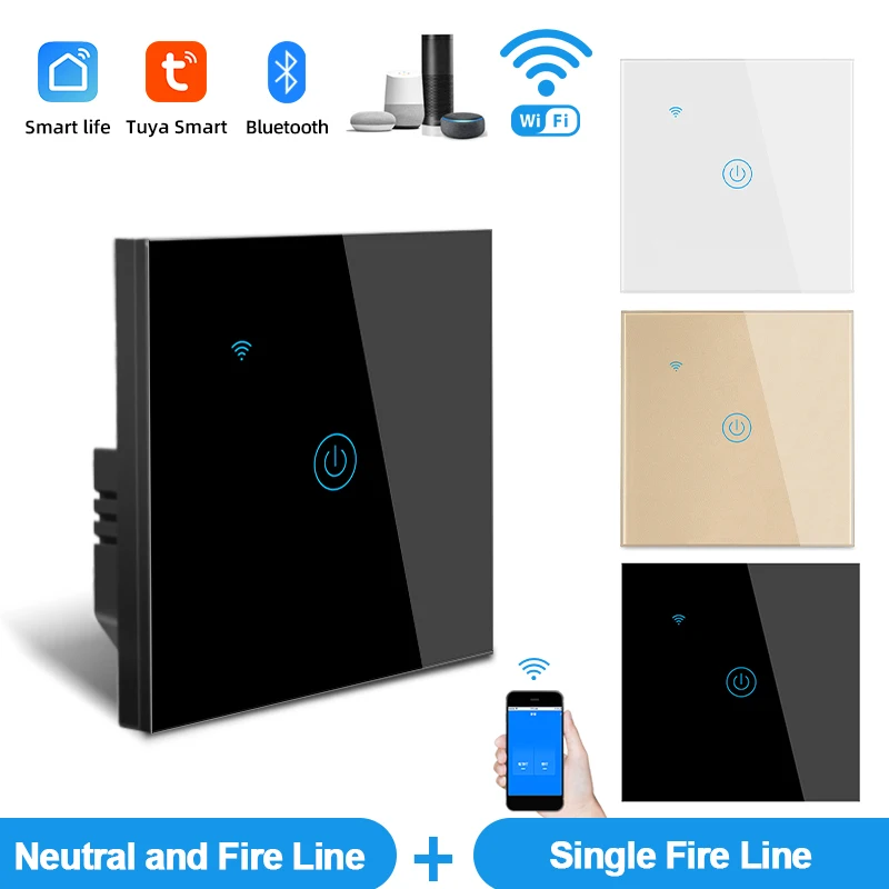 

Smart Life Tuya Wall Light Switch Wireless Wifi Bluetooth APP Timer Voice Control Touch Panel Switch work with Alexa Google Home
