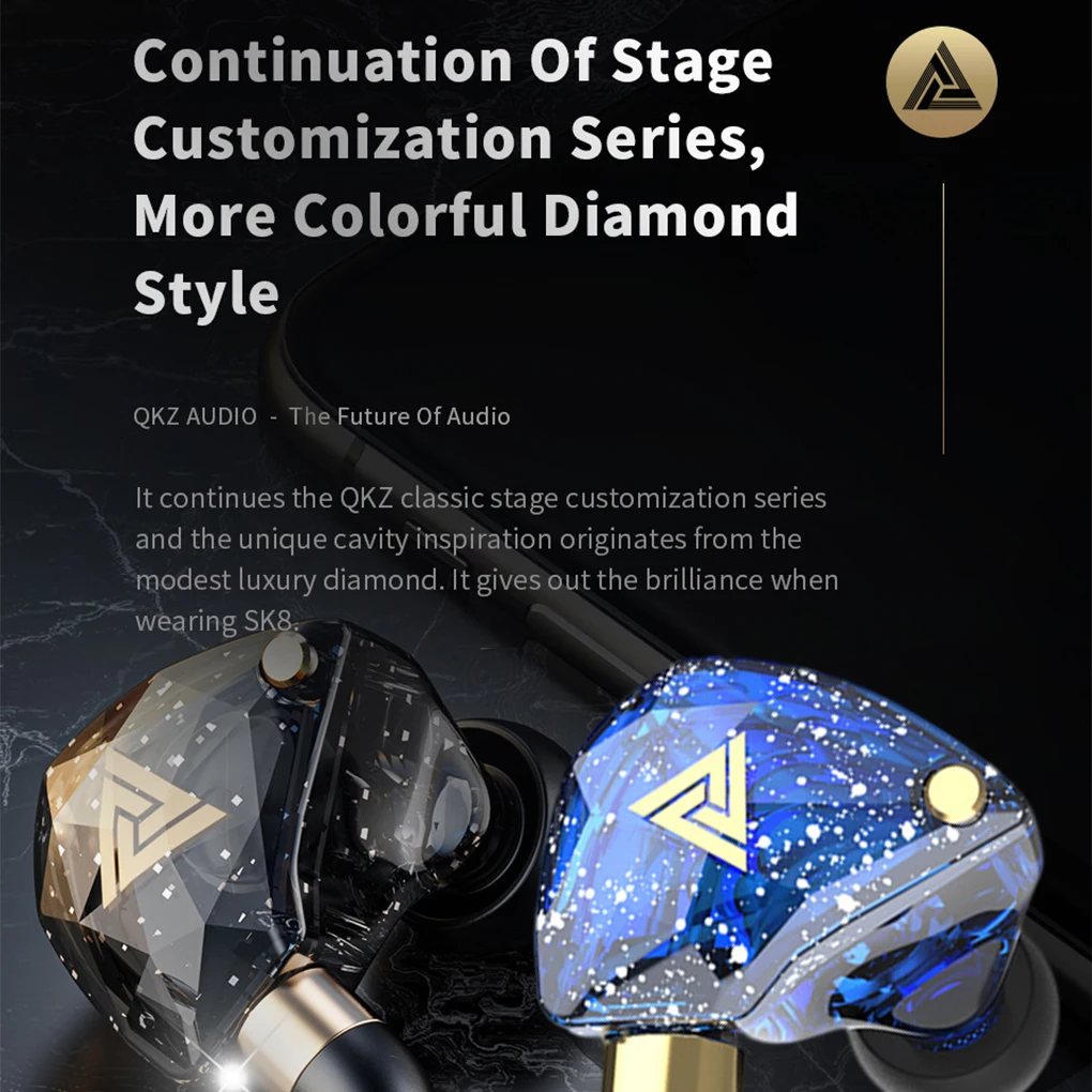 

QKZ SK8 In Ear Earphones 3.5mm Wired Sport Stereo with Microphone for Mobile Phone Noise Cancelling Earpiece Earbuds