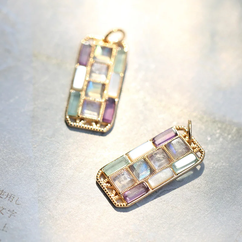 LAMOON натуральный лунный камень лабрадорит цветной драгоценный подвеска