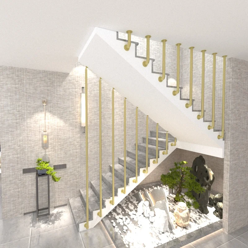

Custom Stair Handrail Guardrail Wrought Iron Luxury Villa Self-built Indoor Attic Column Household Simple Stair Railing