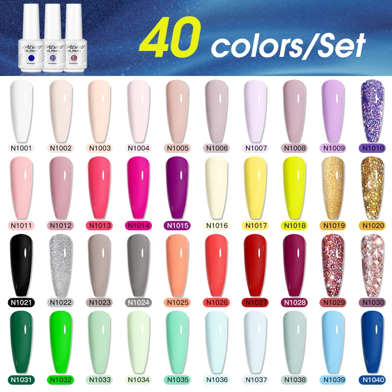 NAILWIND 40pcs/Set Gel Nail Polish Set Complete Whole Summer Colors Gel Nails UV Led Esmaltes Semiperment Varnish Nail Art