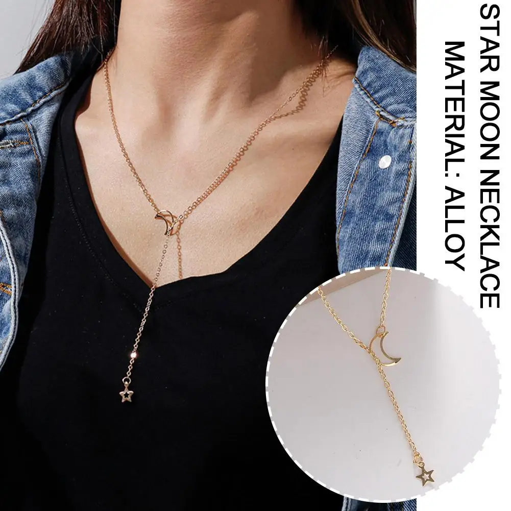 

Simple Moon Stars Temperament Sense Fashion Necklace Collarbone Friend Mother Girl Birthday Send Chain Gift Choker Wholesal Z9w2