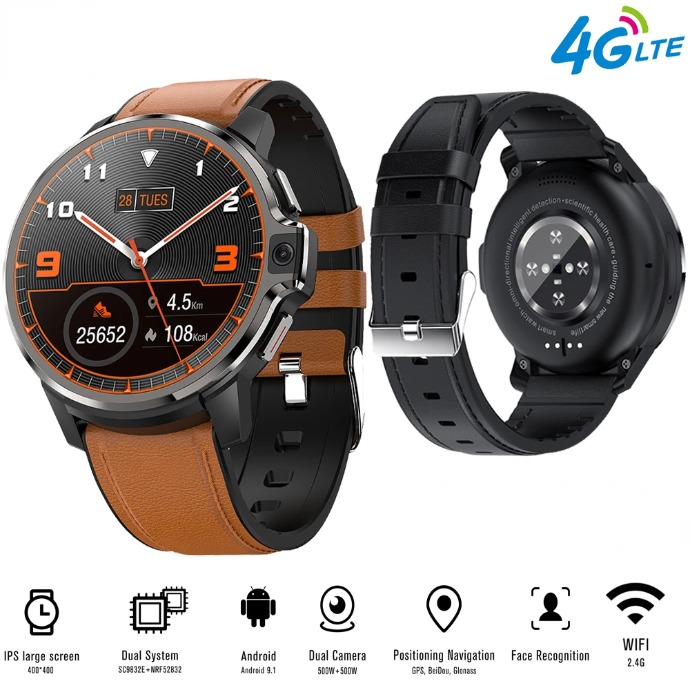 

New 4G Smartwatch DM30 RAM 1/4GB ROM 16/64GB Smart Watch Android 9.1 GPS Wifi Dual System Face ID 1050Mah Battery 1.6 Inch HD