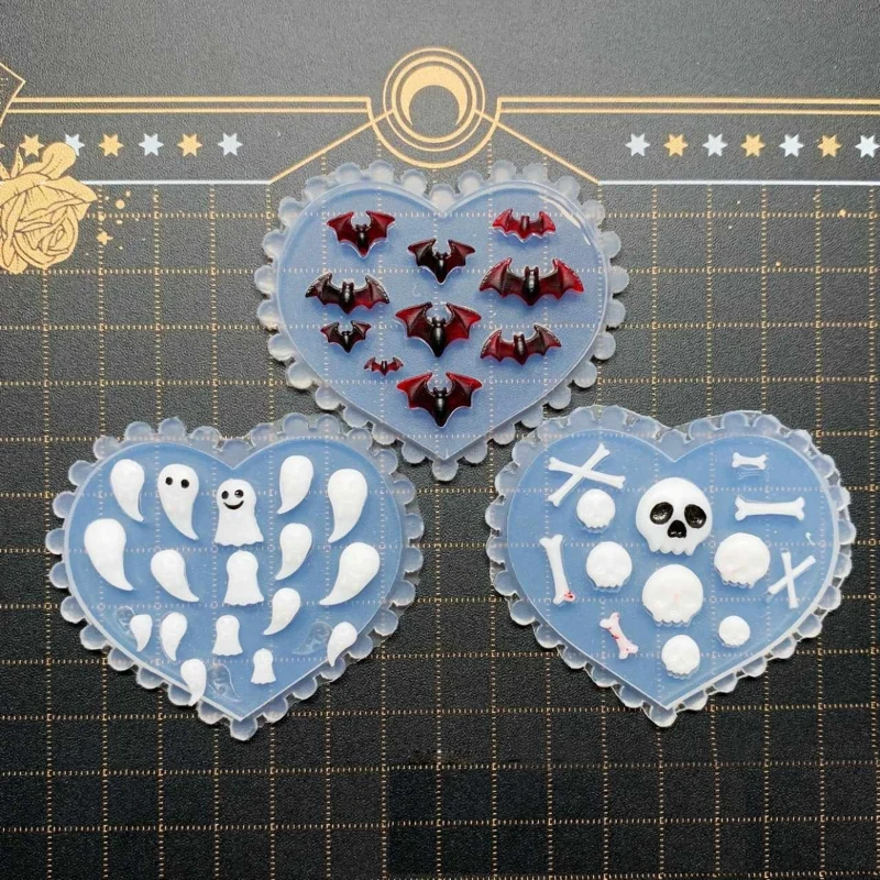 

Resin Nail Art Decoration Mold Ghost/Skull/Bat Silicone Mold Manicure Carve Mold