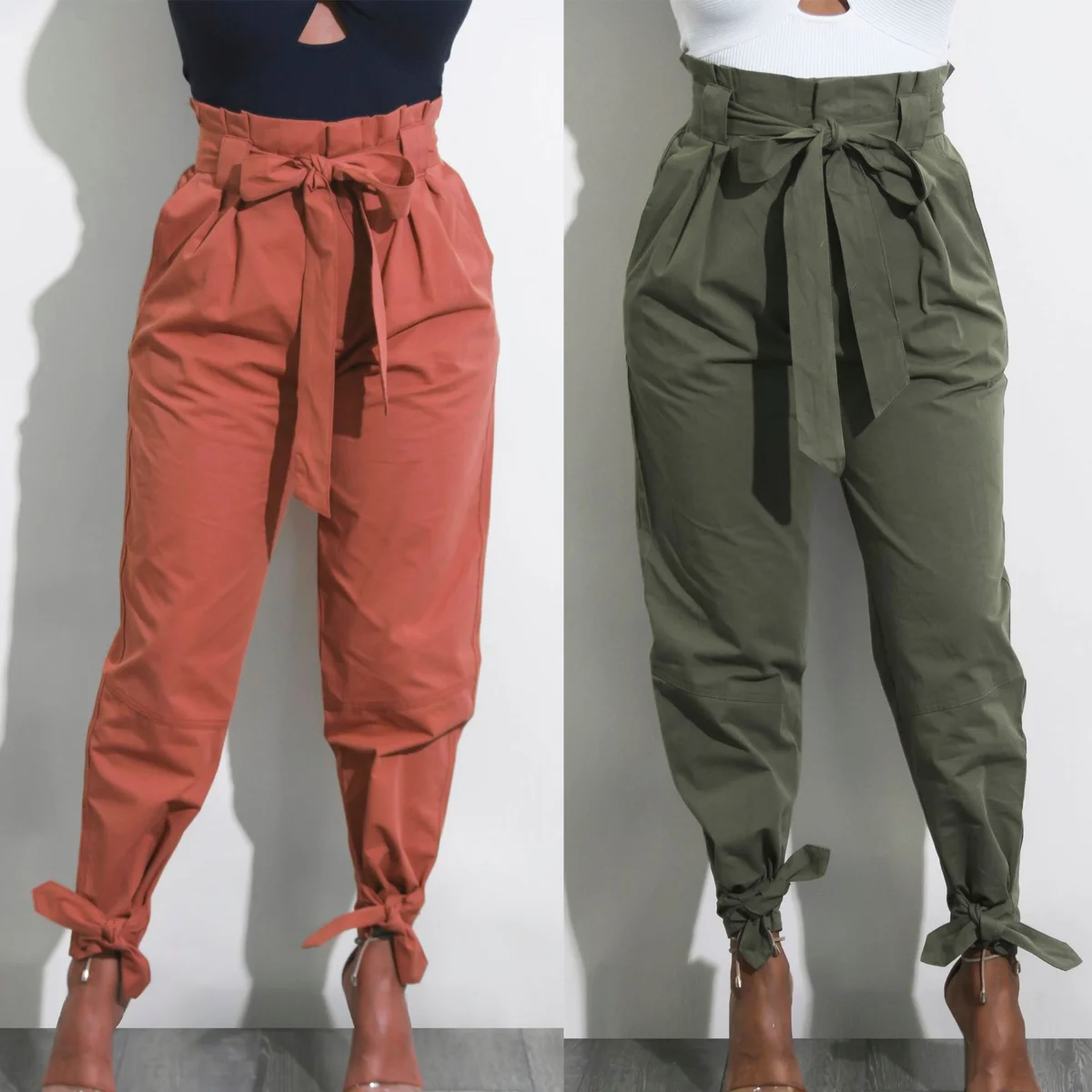 

2023 Women's Wear Fashion Dressing Strap High Waist Loose Joker Casual Pants with Waistband-a Lot