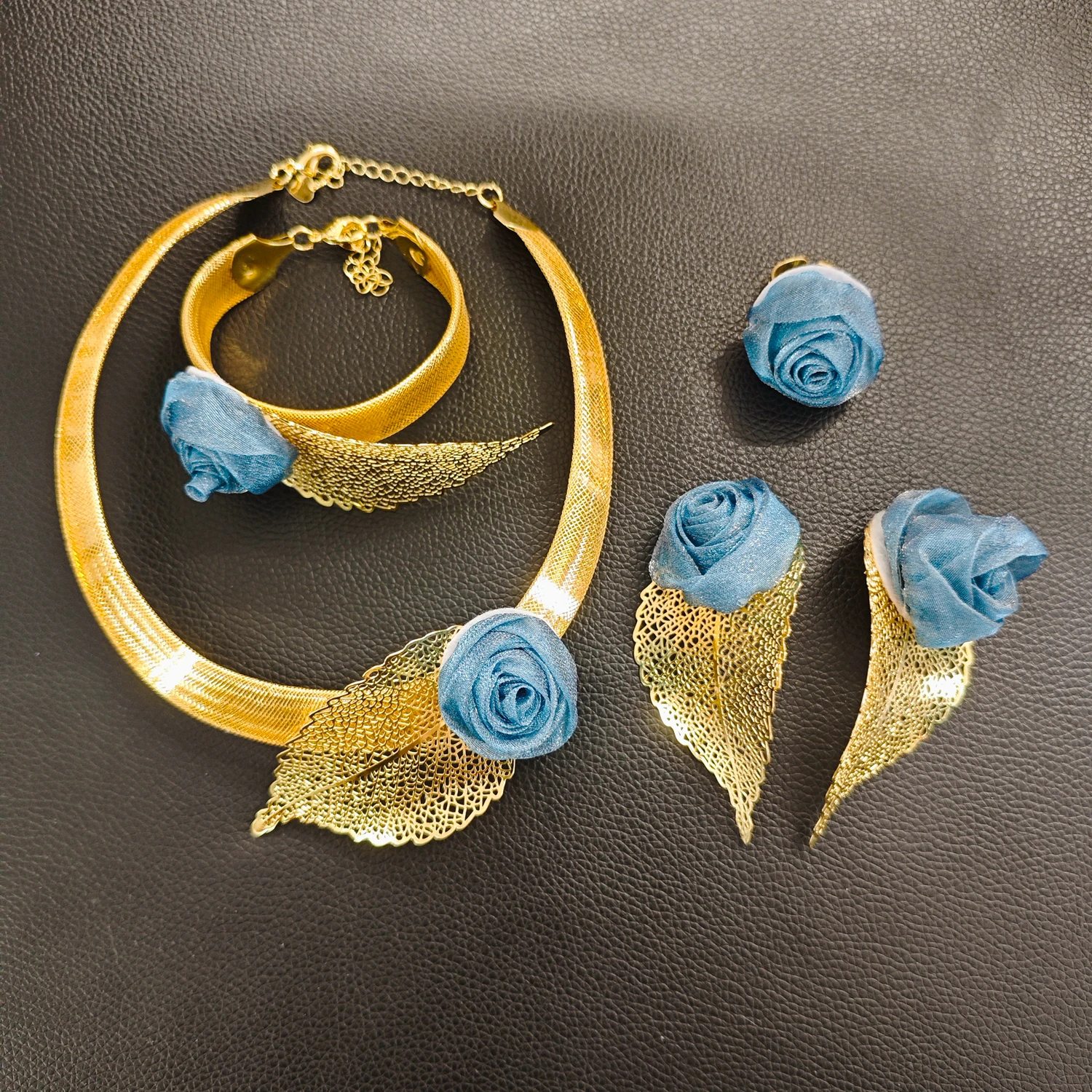 Модное ожерелье с бутонами роз серьги роскошные свадебные украшения подарок на