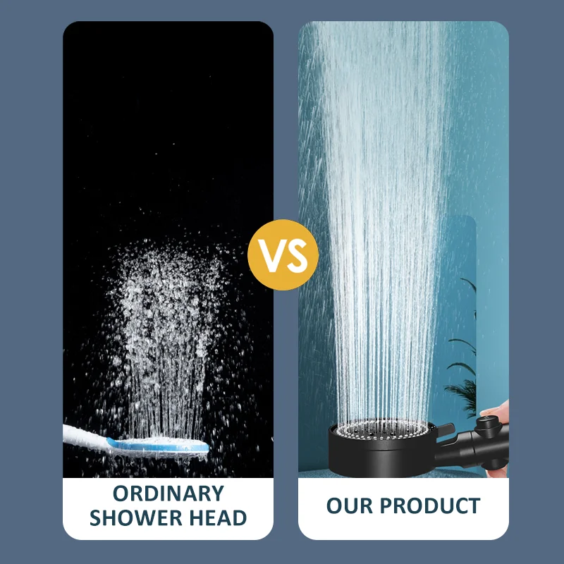 

High pressure shower one button water massage ecological bathroom accessories shower head water saving black mode adjustable