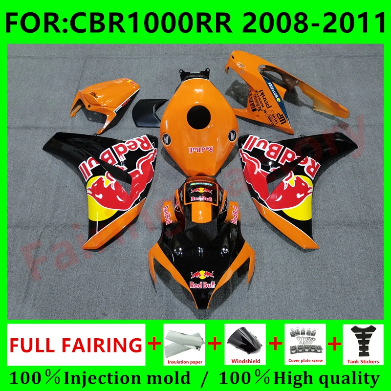 

Motorcycle Whole Fairings kit fit for CBR1000RR CBR1000 08 09 10 11 CBR 1000RR 2008 2009 2010 2011 Fairing kits set orange black