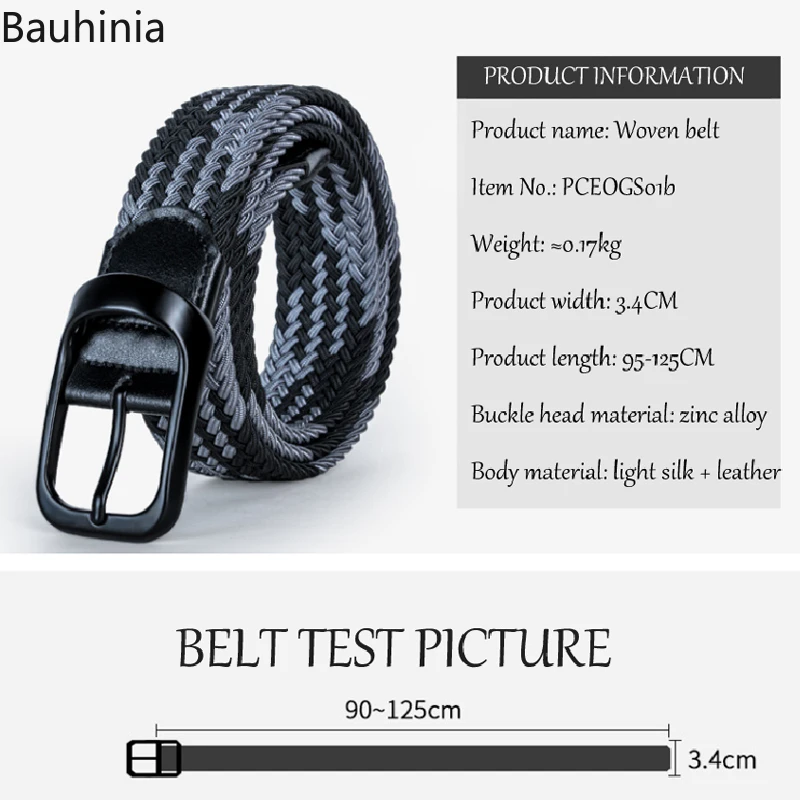 New 105/115/125cm Young Men's And Women's Elastic Pin Buckle Belt Fashion All-match Soft And Breathable Canvas Woven Belt images - 6