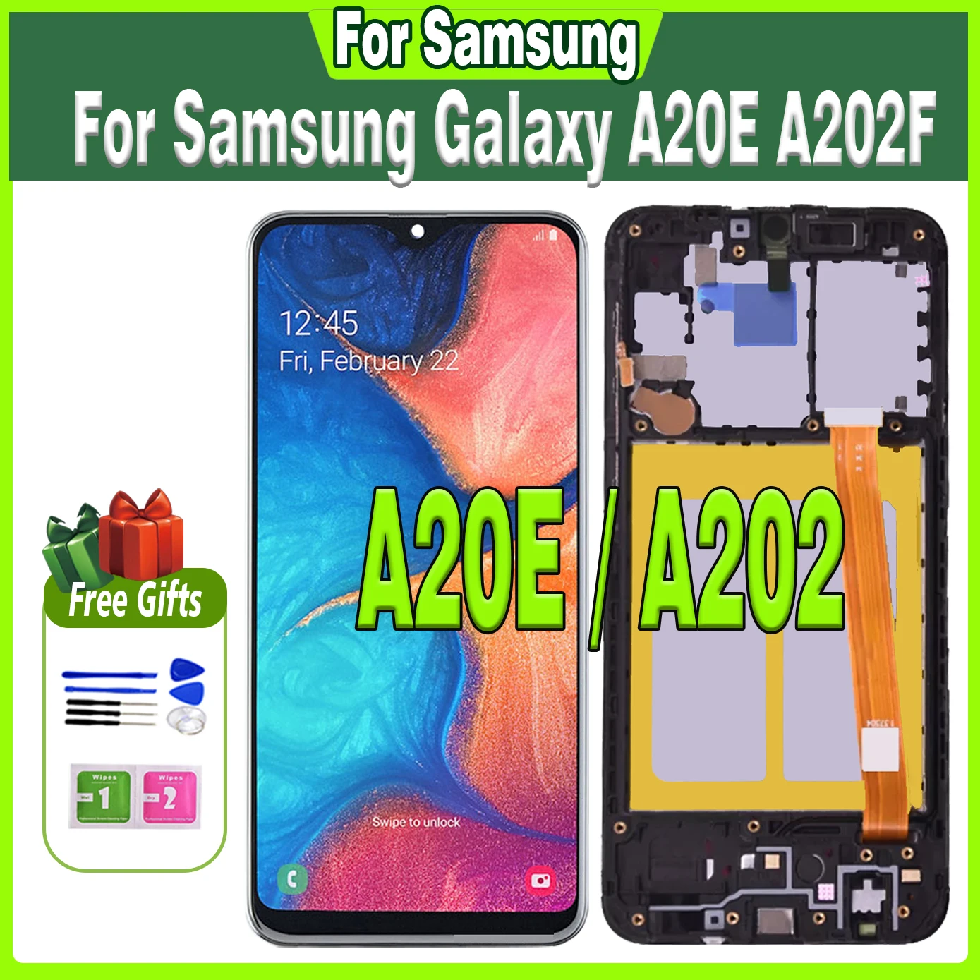 100% протестированный 5,8 'ЖК-дисплей для Samsung Galaxy A20e A202 A202F A202DS, ЖК-дисплей, сенсорный экран, дигитайзер в сборе, запасные части