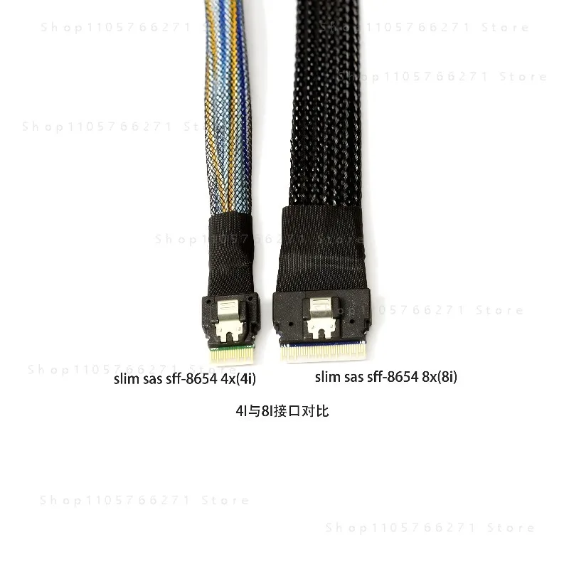 Фото Кабель SFF-8654 на 8 SATA, 8i Slim SAS 4.0, разветвитель 1-на-8 для кабелей передачи данных SSD и HDD. №3
