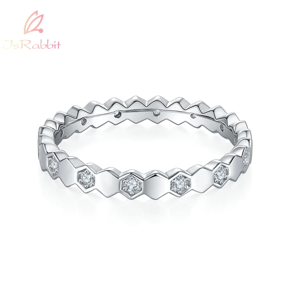 

IsRabbit 18K Gold Plated All Moissanite Row Diamonds Anniversary Engagement Ring 925 Sterling Silver Fine Jewelry Drop Shipping