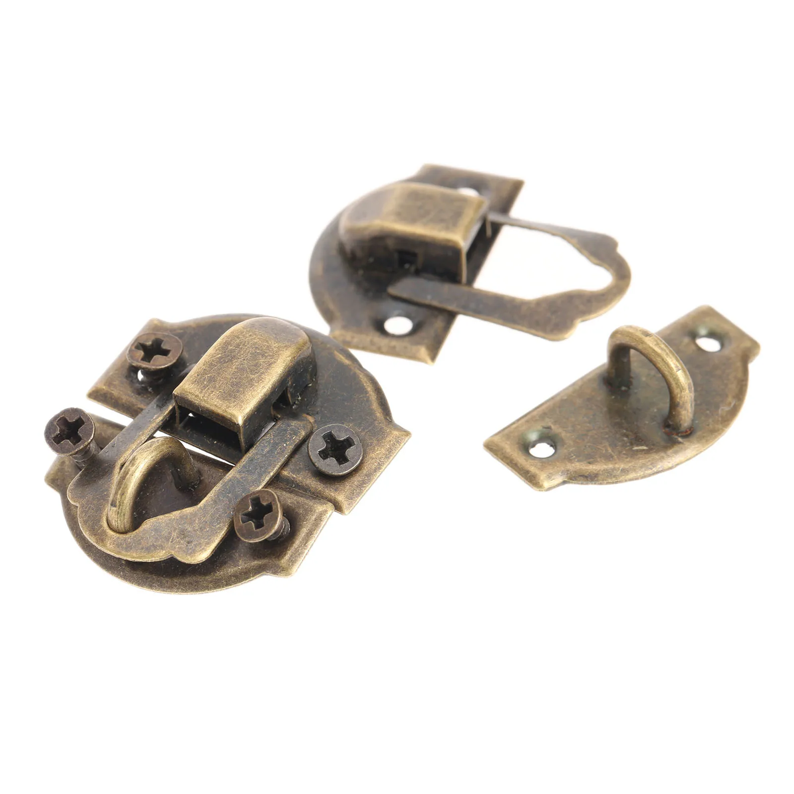 

12Pcs 27x29mm Latch Decorative Jewelry Gift Wine Wooden Box Suitcase Case Hasp Latch Hook With Screws