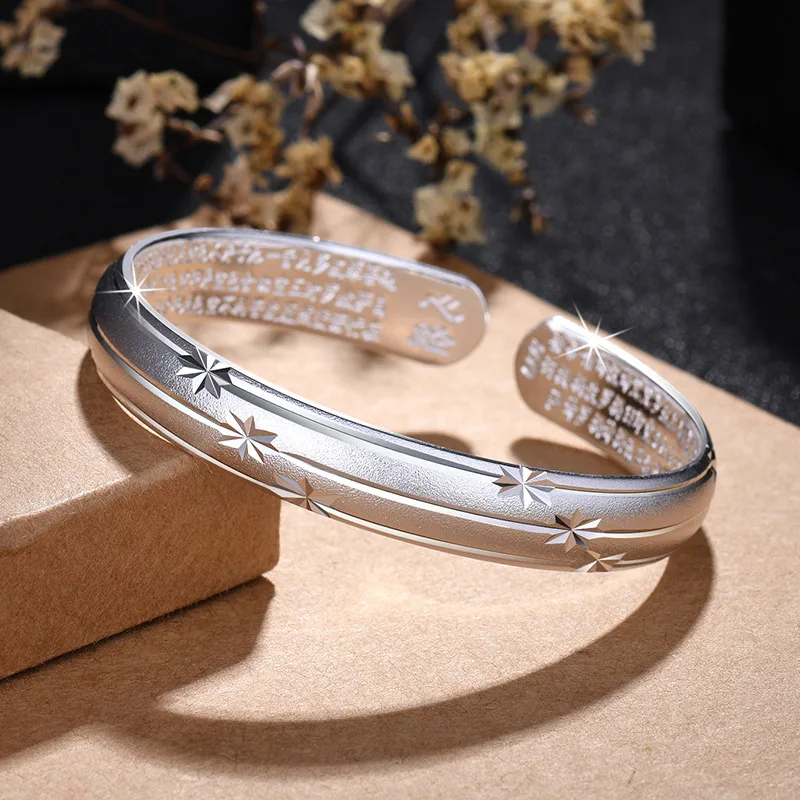 

New Hot Sale Women's Silver Color Frosted Gypsophila Fashion Personality Open Bracelet Z130