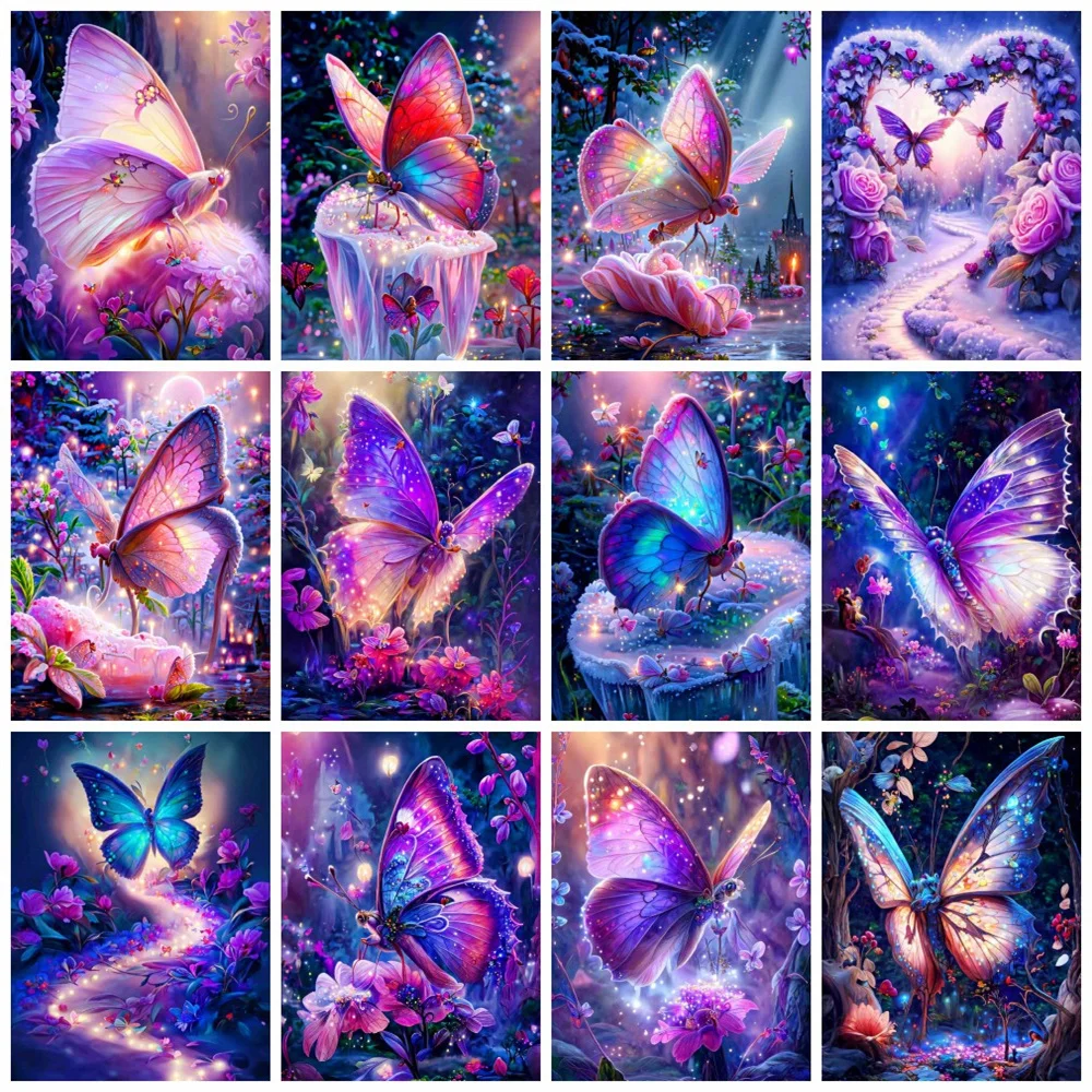 

HUACAN мозаика алмазная полная бабочка фантазия Квадрат/окружность вышивка крестиком набор животные новинки декор для дома