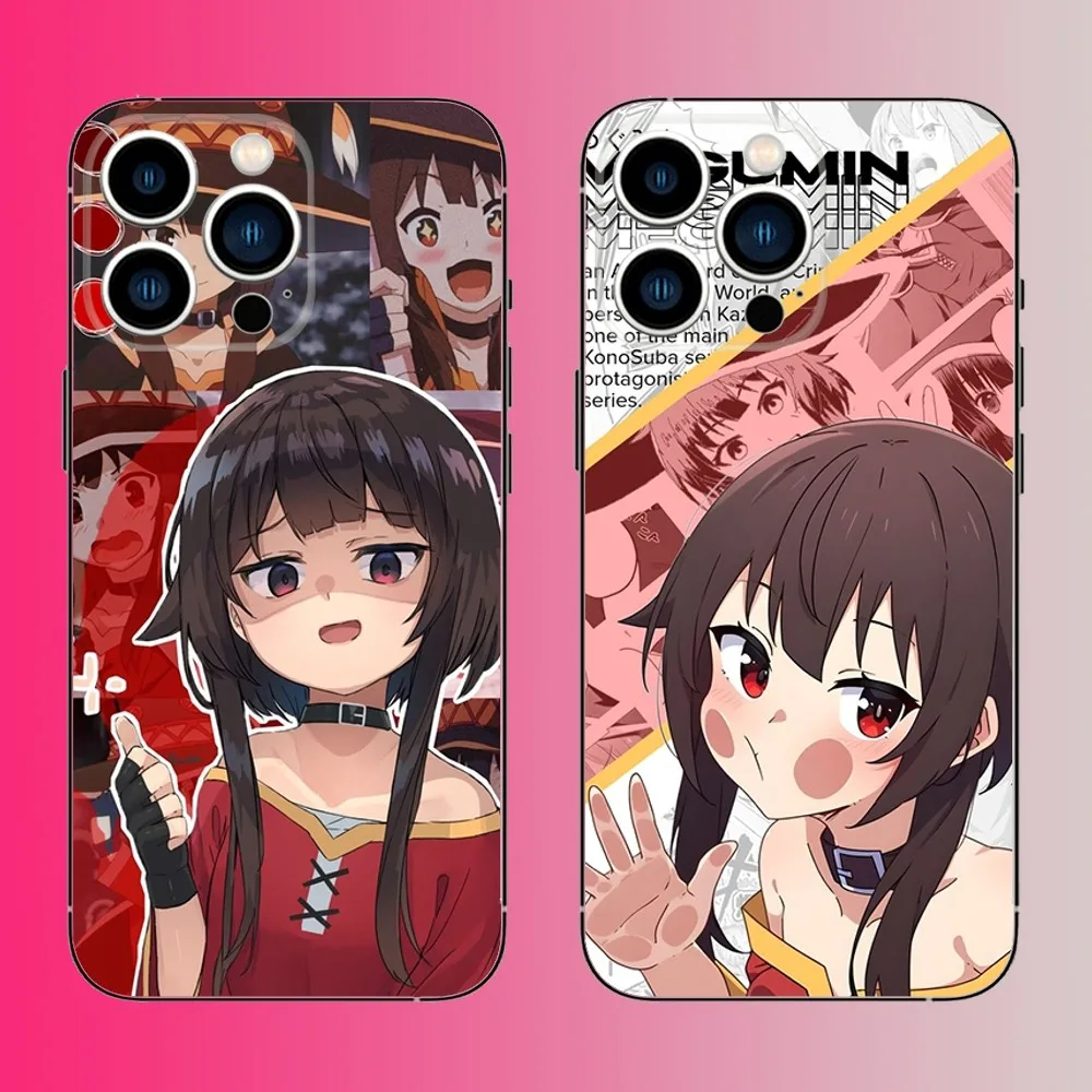 Megumin Anime K-KonoSubaS Phone Case For iPhone 16 15 14 13 12 11 Pro Max Plus Mini X XS XR 8 7 6 S SE Soft Black