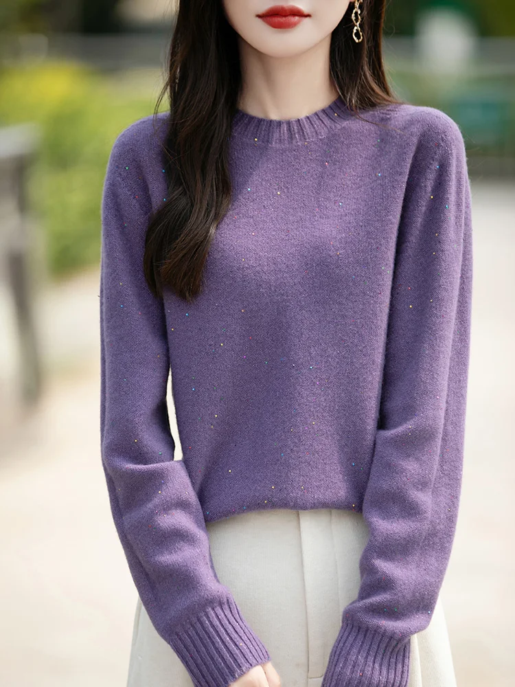 Осень-зима 2024 женская трикотажная нижняя рубашка с круглым вырезом корейская