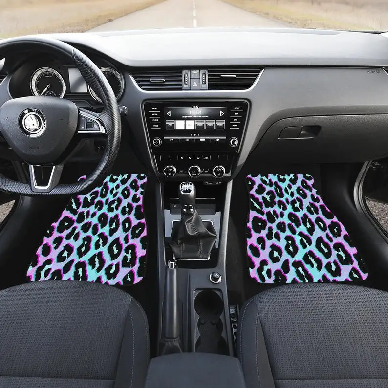 

Abstract Leopard print Car Mats Back/Front, Floor Mats Set, Car Accessories