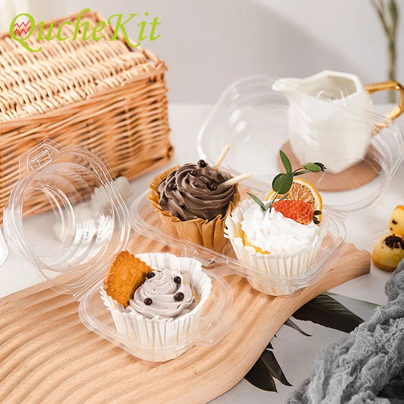 50Pcs Muffin Cake Box Plastic Transparent Mousse Dessert Cups Packaging Box Muffin Tray Cupcake Liner Pastry Food Container