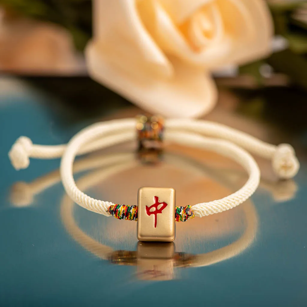 Mahjong Chinese Characters Metal Drip Glaze Pendant Bracelet Hand-Wowen Charms Gift Bracelets Bangles Wholesale #XN004