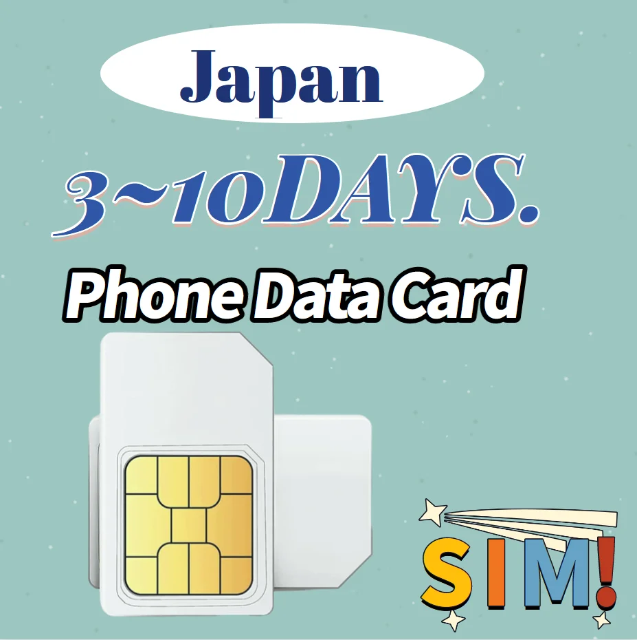 

Japan Data SIM Card For 10 8 7 5 3 Days,Unlimited Internet Access,Mobile Phone Data Card 3-In-1 SIM Card