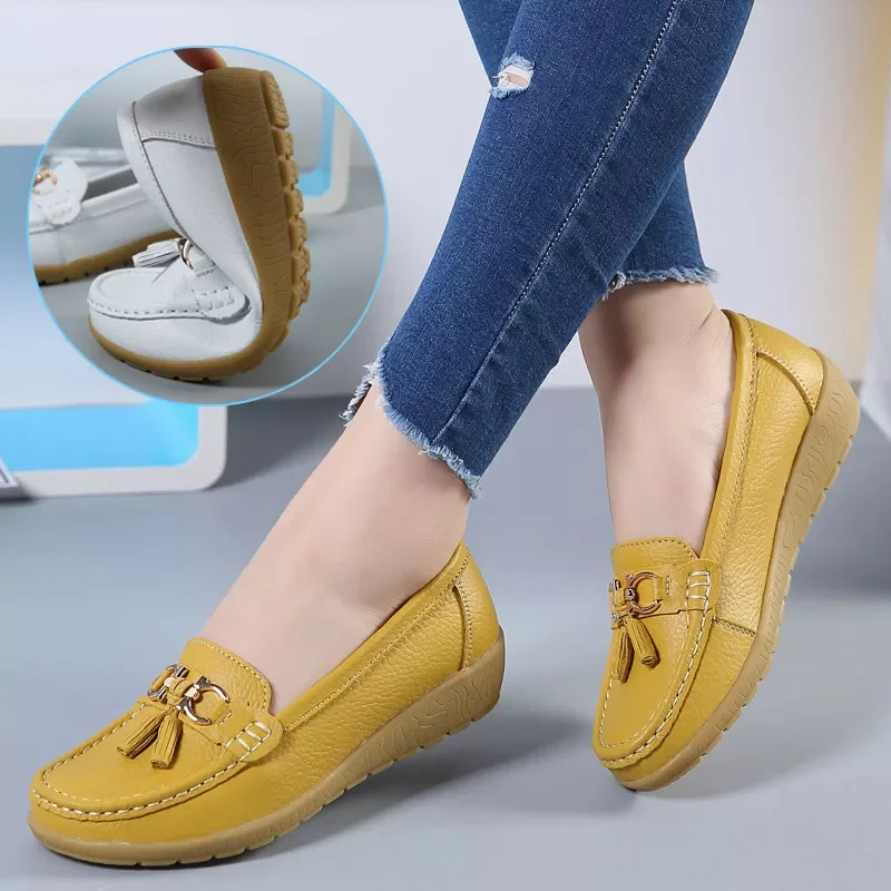 

Women flats 2022 fahsion soft genuine summer shoes woman leather bottom casual flats ladies ballet loafers flat shoes sneakers