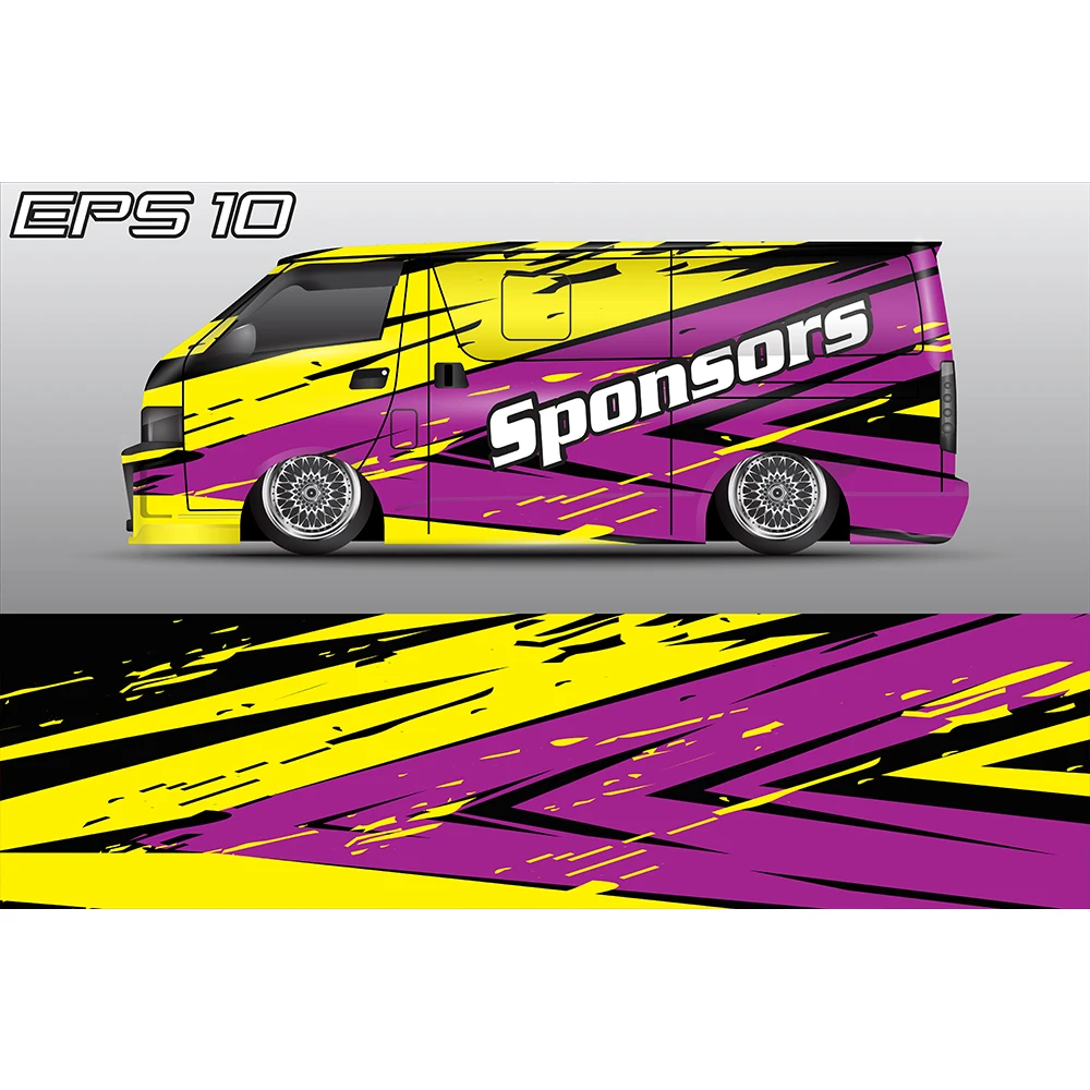 Черно-фиолетовый красочный полноразмерный гоночный RV графические наклейки