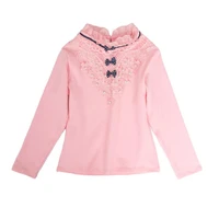 stylish friendly to skin sweet patchwork long sleeve little girl basic top daily garment children top girl top