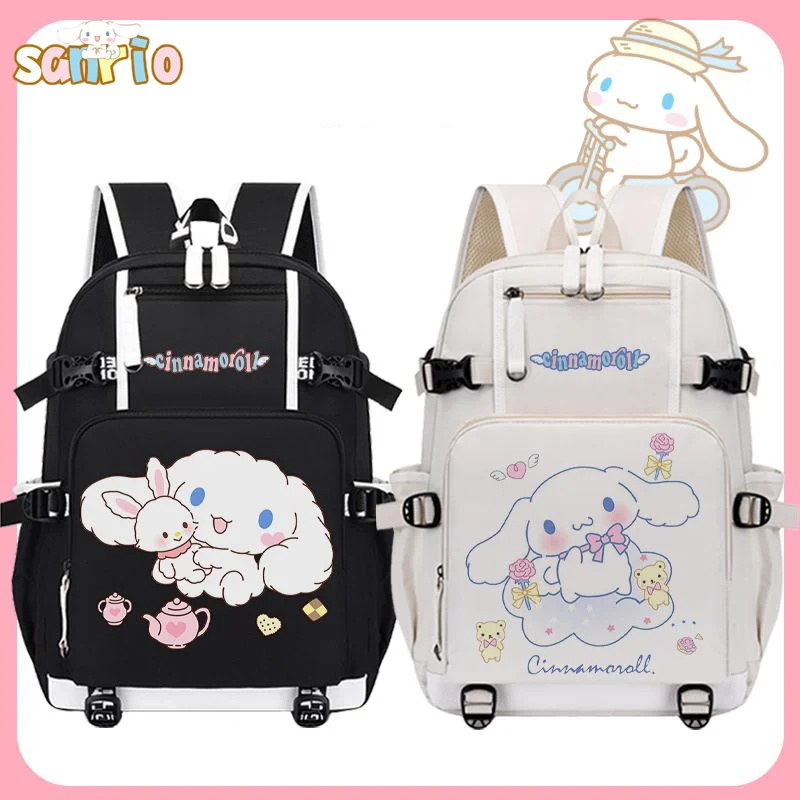 

Anime Cinnamoroll Backpack Kawaii Sanrio Student Large Capacity Schoolbag Cartoon Canvas Travel Bag Shoulders Bag Kids Toy Gift