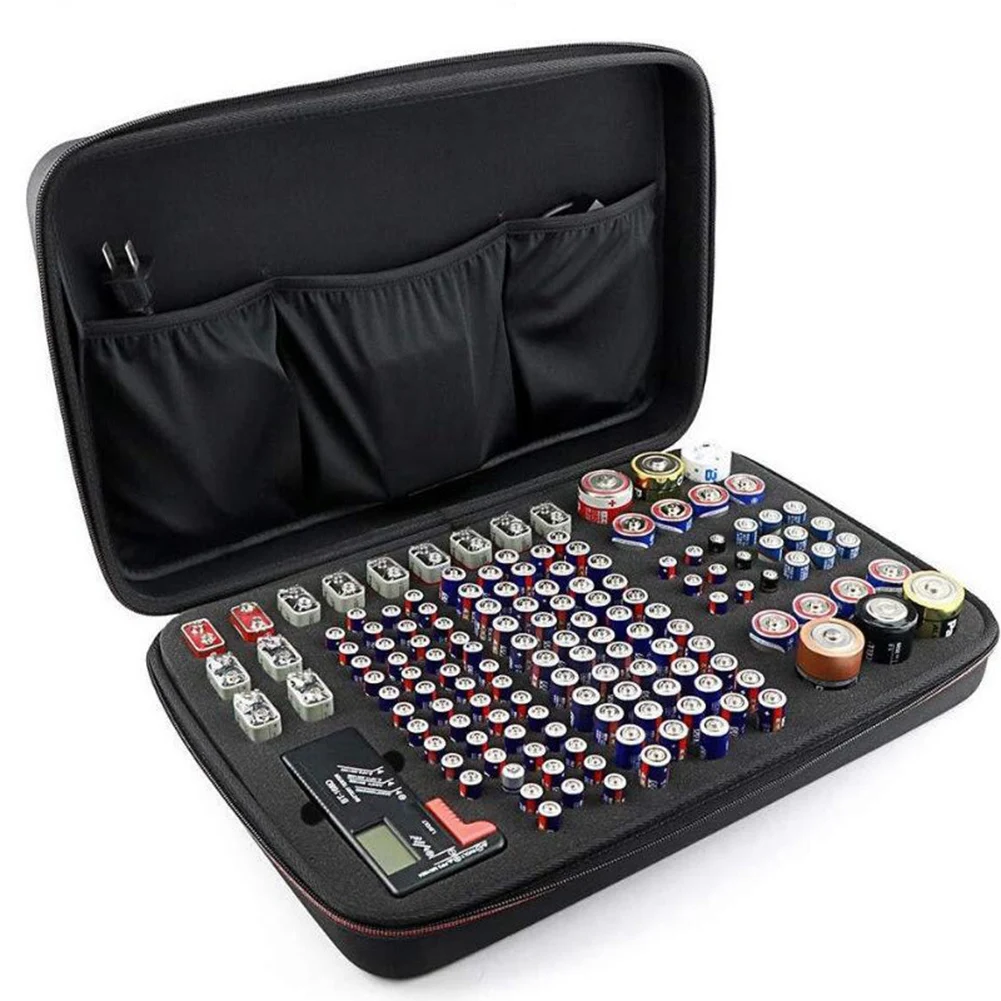 

Portable Shockproof Waterproof 18650 Battery Storage Box for AAA/AA 9V Battery Holder Organizer with Zipper