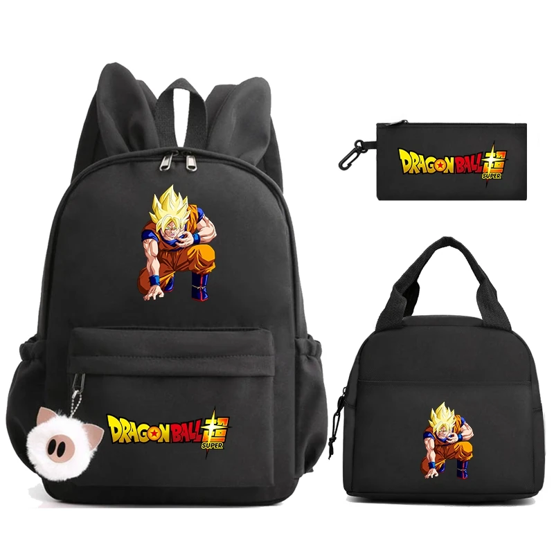 Фото 3 шт./компл. аниме Dragon Ball рюкзак для девочек и мальчиков, студенческий подростковый детский рюкзак, женский рюкзак для обеда, сумка Goku, повседневная школьная сумка, комплект №1