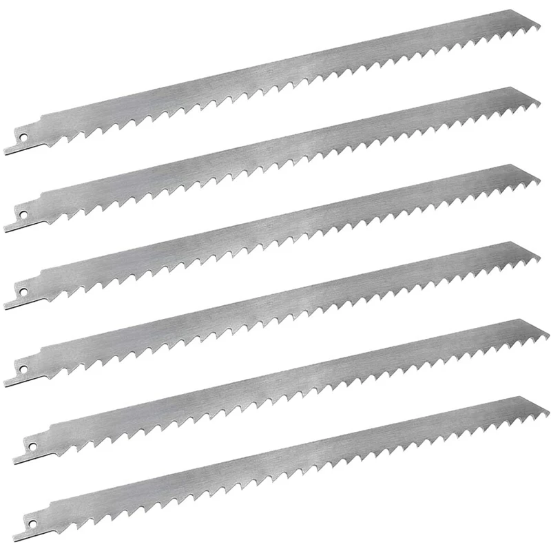 

6Pcs 12Inch Reciprocating Saw Blade For Food Cutting Stainless Steel Big Teeth Saw Blades For Freeze Meat, Bone, Turkey,