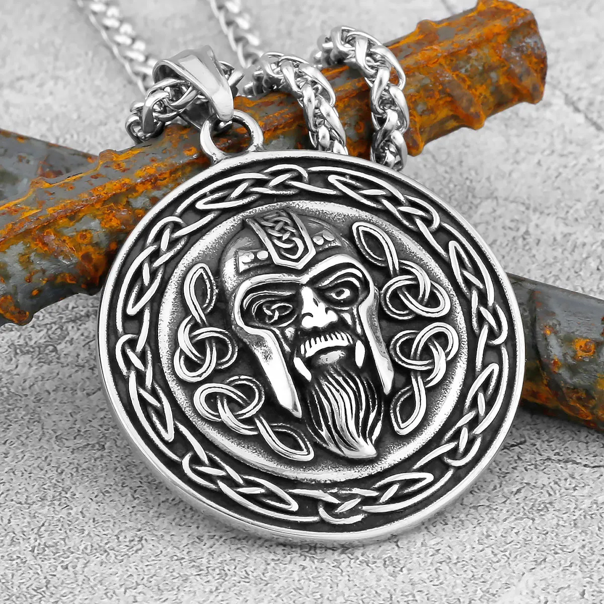 

Vintage Pendant Viking Warrior Helmet Necklace 316L Stainless Steel Men's Chain Punk Teen Hip Hop Jewelry Biker Pendant Gift