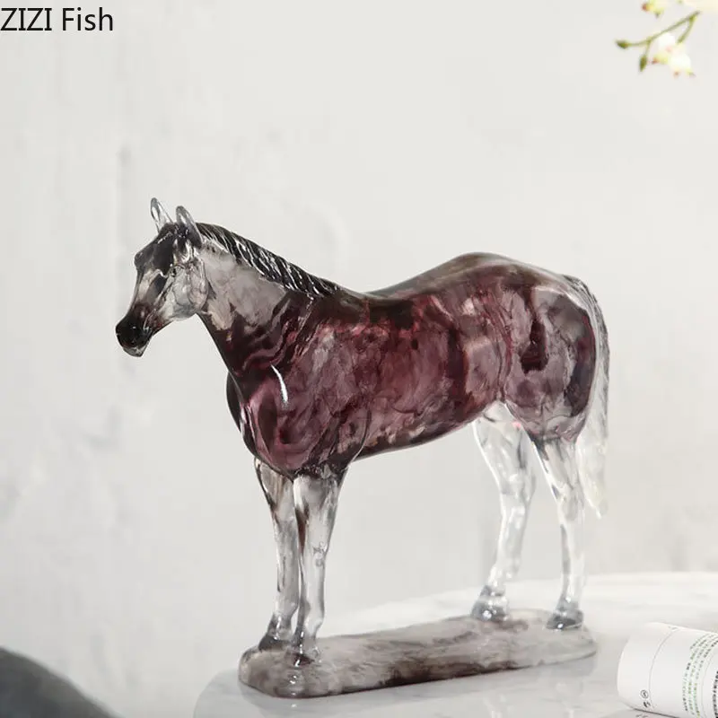 

Magenta Horse Transparent Sculpture Desk Decoration Artwork Ornaments Creative Horse Statue Resin Crafts Room Aesthetics Decor