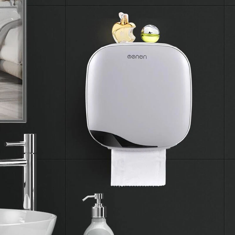 

Traceless Toilet Paper Holder Roll Paper Wall Mounted Waterproof Toilet Paper Holder Simplicity Storage Rack Bathroom Accessorie
